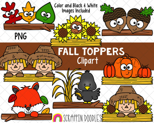 Fall Toppers ClipArt - Autumn Page Topper - Acorn Page Topper - Scarecrow Topper - Sunflower Toppers 