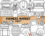 Farmers Market Clip Art - Fall Farm Truck - Autumn Harvest - Vegetables - Sunflowers - Commercial Use PNG