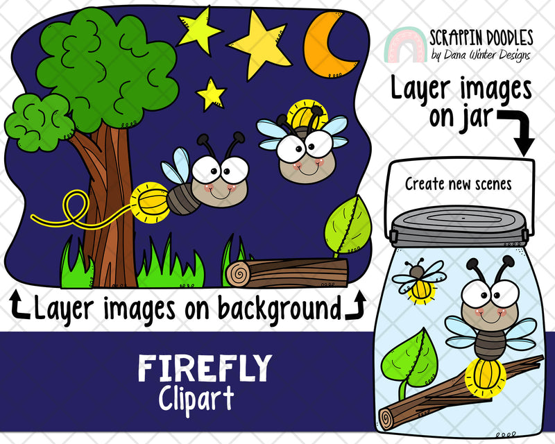 Firefly ClipArt - Hand Drawn Lightning Bug - Create an Insect Scene