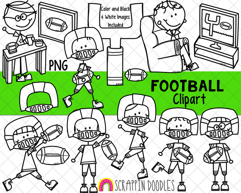 Football Clipart - Playing Football Clipart - Watching Football - Football Boys