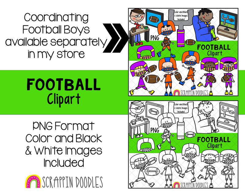 Football Clipart - Playing Football Clipart - Watching Football - Football Girls