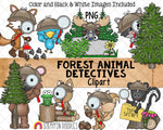 Forest Animal Detectives ClipArt - Woodland Animals - Commercial Use PNG