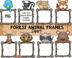 Forest Animal Frames ClipArt - Woodland Brown Bear - Moose - Raccoon - Fox - Commercial Use PNG