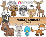 Forest Animals ClipArt - Woodland Brown Bear - Moose - Raccoon - Fox PNG - Commercial Use