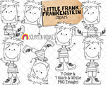 Frankenstein Clip Art - Halloween Graphics - Commercial Use PNG Sublimation Graphics - Included 14 images - 7 Color and 7 Black & White- Transparent 300 DPI PNG images - Commercial Use Allowed