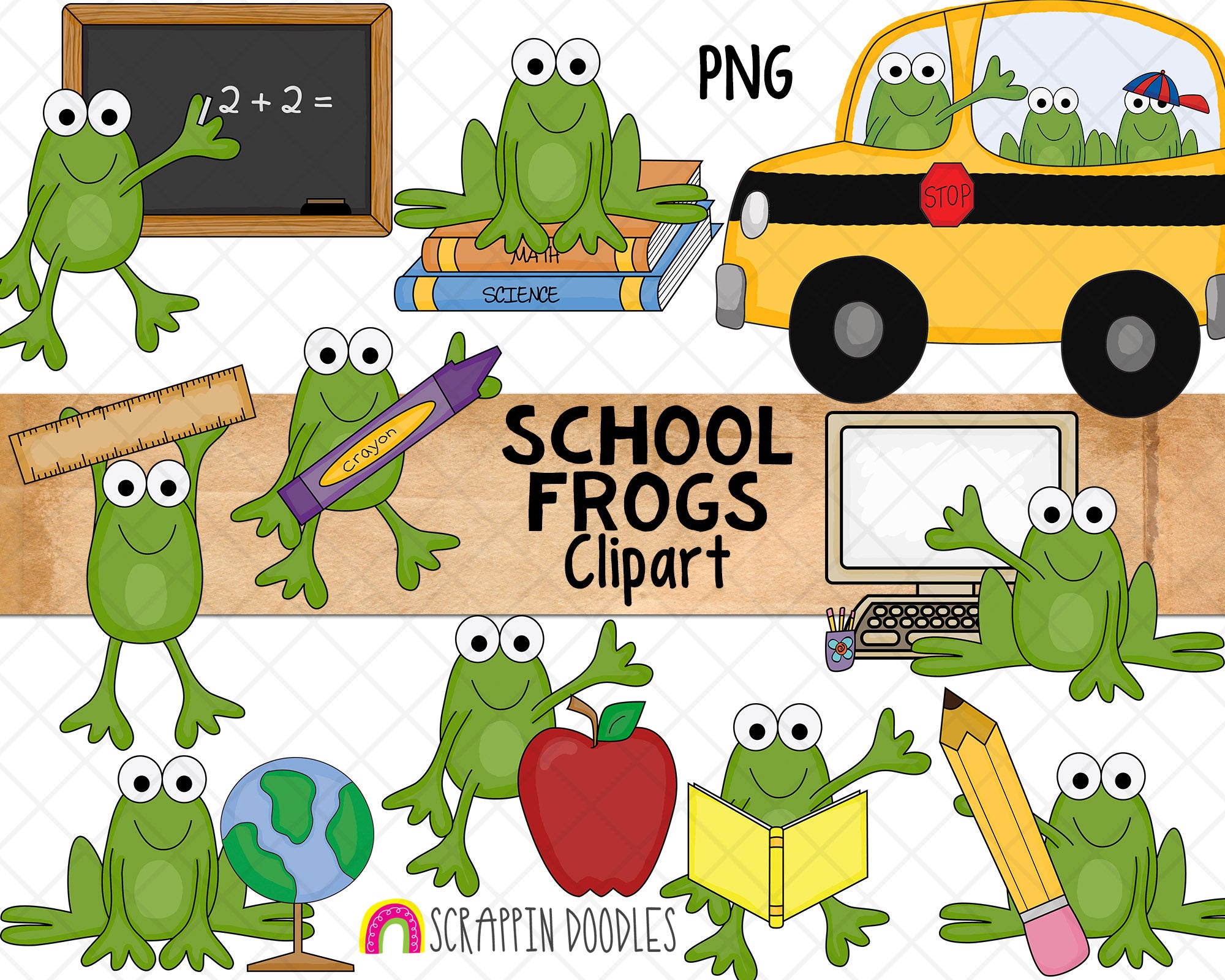 Frogs School Clipart