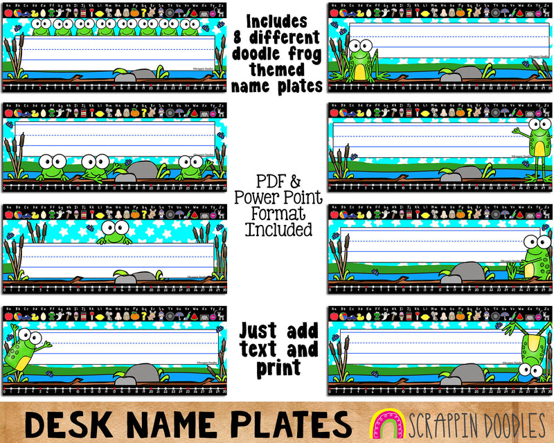 Frog Desktop Name Plates - Classroom Decor - Printable Student Name Tags
