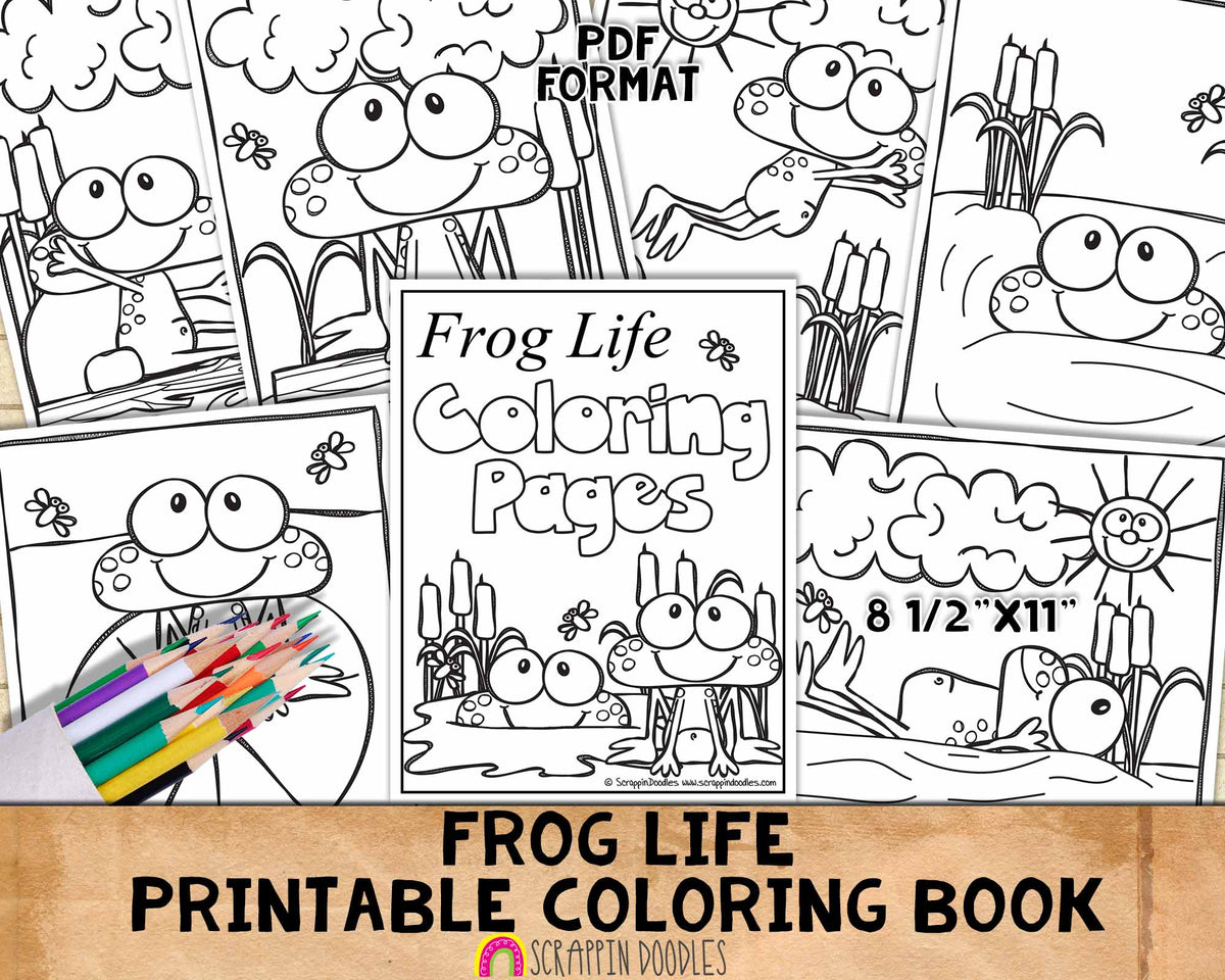 Frog Life Coloring Book - Frog Coloring Pages - Printable PDF Coloring Book