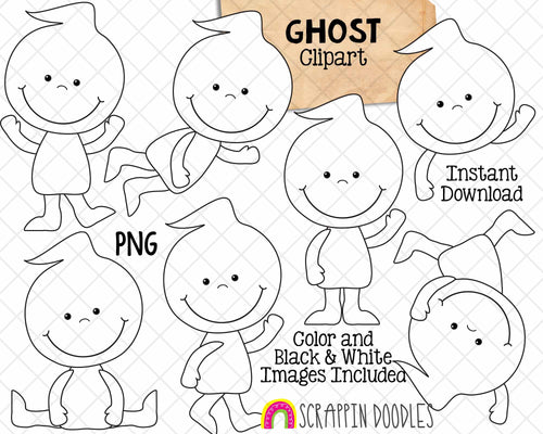 Ghost ClipArt - Ghosts PNG - Halloween Graphics - Commercial Use Sublimation Graphics - Included 1 ZIP file - 14 images - Transparent 300 DPI PNG images