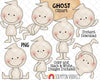 Ghost ClipArt - Ghosts PNG - Halloween Graphics - Commercial Use Sublimation Graphics - Included 1 ZIP file - 14 images - Transparent 300 DPI PNG images