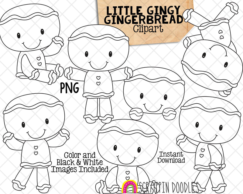 Gingerbread Cookie Clip Art - Little Gingy Clipart - Christmas Cookies - Commercial Use PNG Sublimation