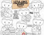 Gingerbread Cookie Clip Art - Little Gingy Baker Clipart - Christmas Cookies - Commercial Use PNG