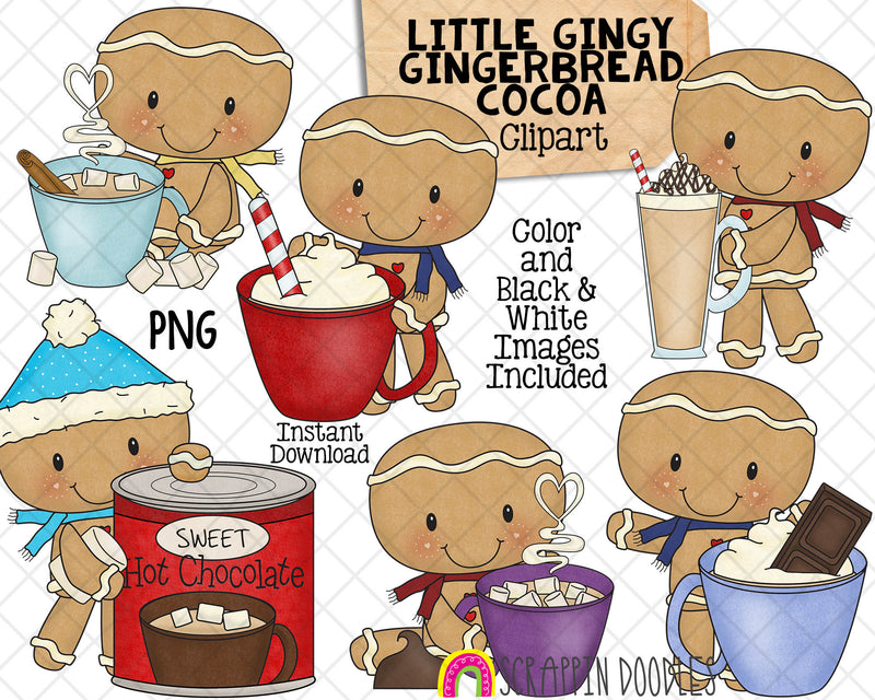 Little Gingy Gingerbread ClipArt Bundle - Commercial Use PNG