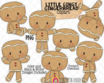 Gingerbread Cookie Clip Art - Little Gingy Clipart - Christmas Cookies - Commercial Use PNG Sublimation