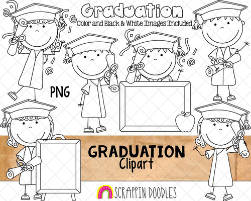 Graduation ClipArt - Students Graduating School - Commercial Use PNG Sublimation Graphics
