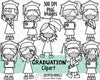 Graduation ClipArt - Graduate Girls - Graduation Girl - Girls Wearing Masks - Graduation Kids in Masks