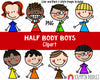 Half Body Clipart - Boys Clipart - Upper Body Boy Clipart - Hand Drawn PNG