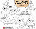 Candy Corn ClipArt - Halloween CandyCornGraphics - Commercial Use PNG Sublimation Graphics - Included 12 images -  Color and 6 Black  White- Transparent 300 DPI PNG images - Commercial Use Allowed