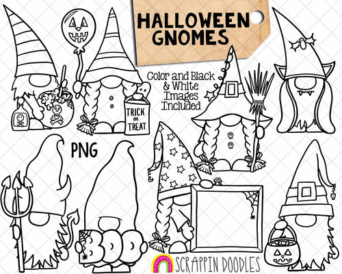 Halloween Gnome ClipArt - Gnome Sublimation PNG - Spooky Garden Gnomes - Commercial Use 