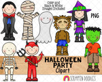 Halloween ClipArt - Halloween Party Costumes - Dracula - Werewolf - Mummy - Sublimation PNG