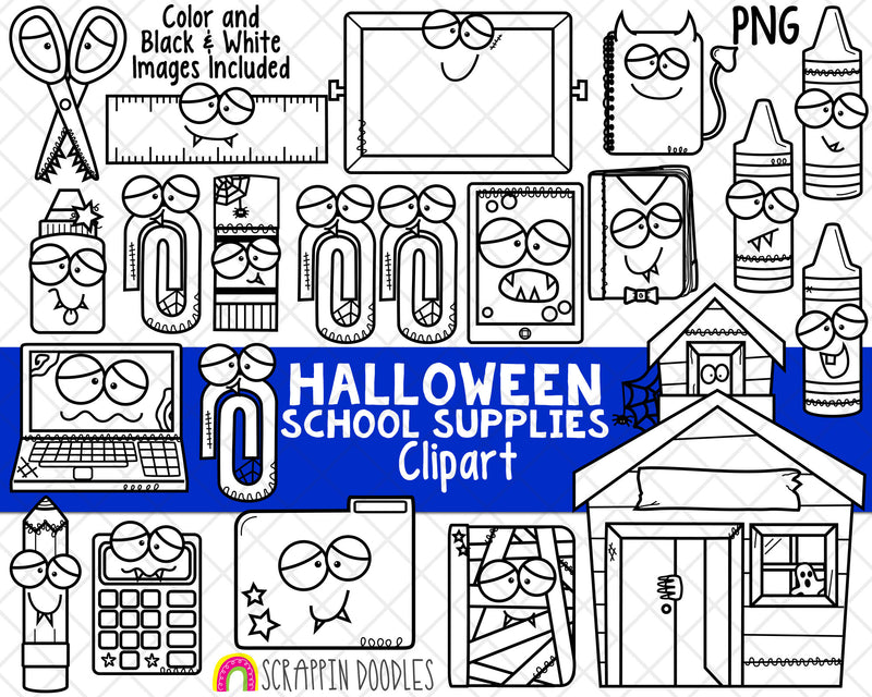 Halloween School Supplies Clipart - Halloween Clipart