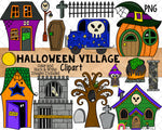 Halloween Village ClipArt - Haunted House Graphics - Spooky Graveyard - Creepy Coffin - Tombstone - Sublimation PNG