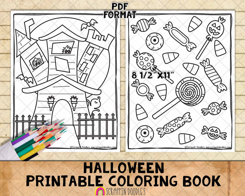 Halloween Coloring Book - Halloween Coloring Pages - Printable PDF Coloring Book