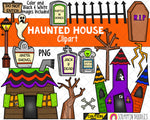 Haunted House Clipart - Halloween Tombstone Clipart - Haunted Graveyard - Haunted House Create a Scene