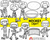 Hockey Clipart - Boys Playing Hockey Clipart - Goalie - Hockey Boys - Hockey Net 