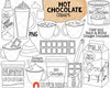 Hot Chocolate ClipArt - Cocoa Clip Art - Whip Cream - Chocolate Bar - Milk Carton - Commercial Use PNG Sublimation