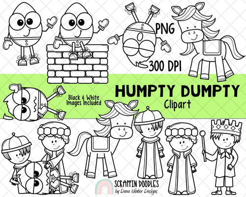 Humpty Dumpty Clip Art - Nursery Rhyme ClipArt - Kids Story ClipArt - Fairy Tale Graphics - Children's Stories - Story time 