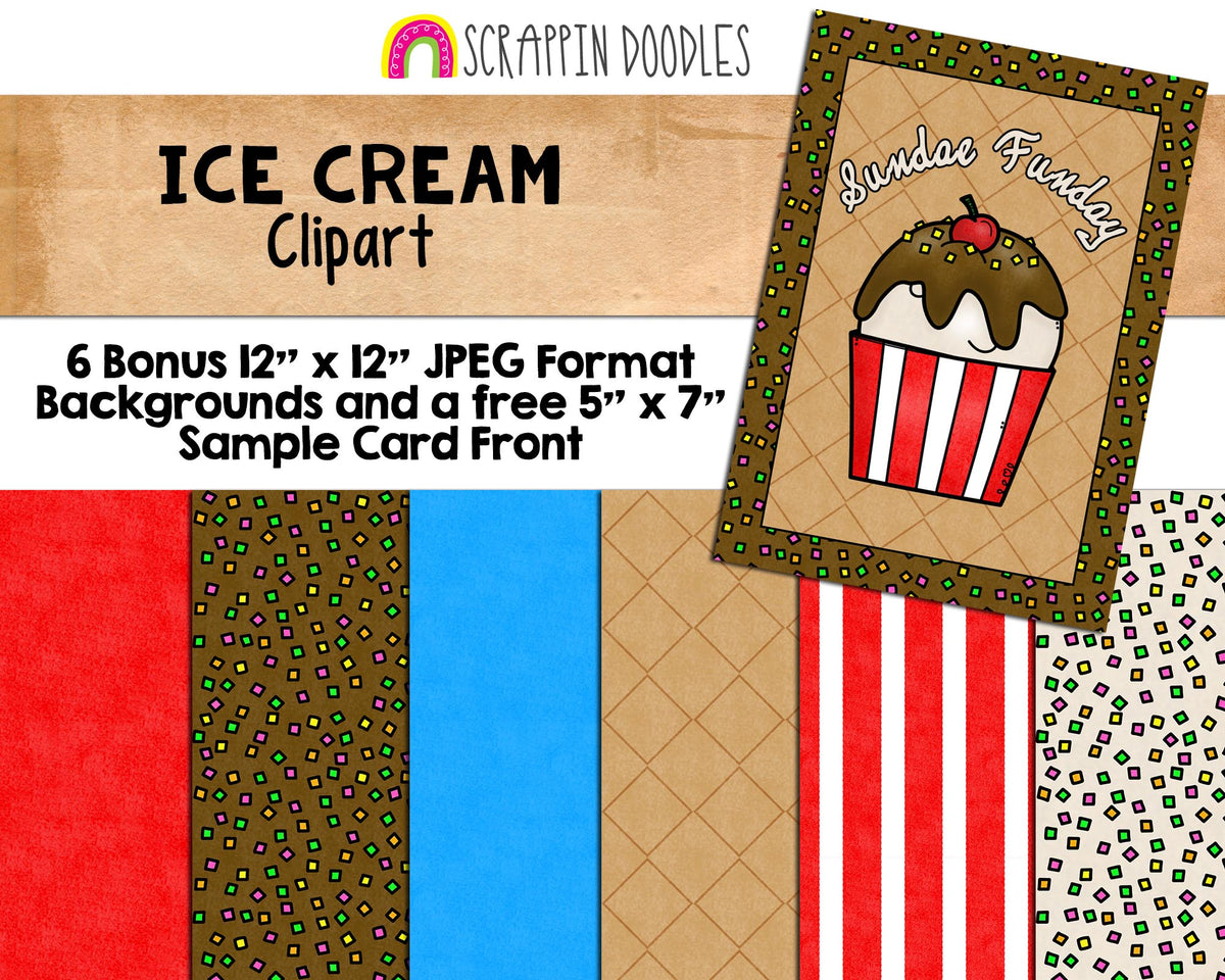 Ice Cream ClipArt - IceCream Sundae - Popsicle - Banana Split - Ice Cream Float - Soft Serve Cone - Commercial Use PNG