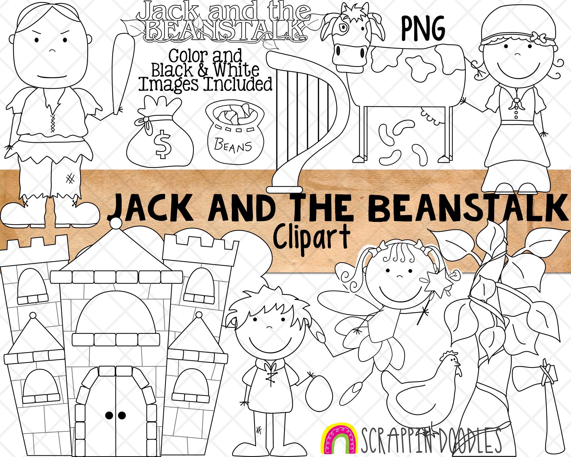 Jack and the Beanstalk ClipArt - Nursery Rhyme - Fairy Tale Graphics –  Scrappin Doodles