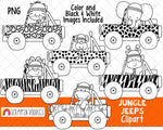 Jungle Animal ClipArt - Jungle Jeeps Clip Art - Safari Animal Clipart - Off Road Jeeps