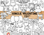 Jungle Animal ClipArt - Valentine Jungle Animals - Pink Jungle - Commercial Use - Valentine Animal Graphics