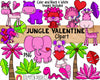 Jungle Animal ClipArt - Valentine Jungle Animals - Pink Jungle - Commercial Use - Valentine Animal Graphics