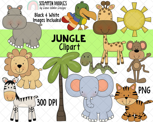 Jungle Animal Clipart - Cute Animal - Safari Clipart -  Safari Baby - Nursery Decor - Safari Baby Shower - Nursery Animal Clipart