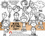 flying kites clipart