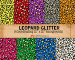 Leopard Glitter Colored 12" x 12" JPEG Backgrounds - Digital Papers - Animal Patterns