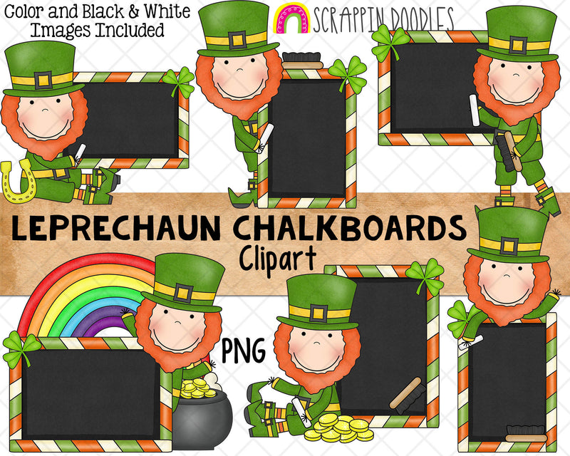 Leprechaun ClipArt - St. Patrick's Day Chalk Board Leprechauns - Irish Leprechauns Graphics - Sublimation PNG
