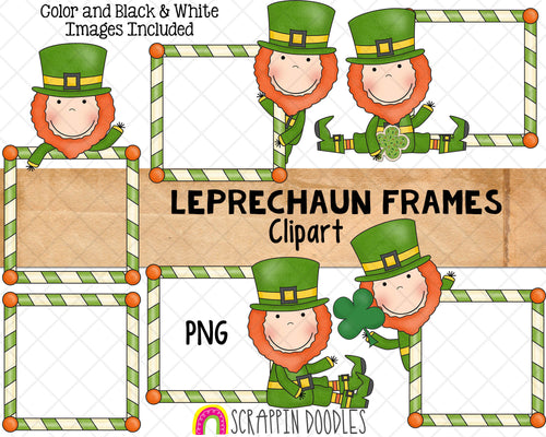 Leprechaun Frames ClipArt - St. Patrick's Day Leprechauns - St Patrick Candy Frame Graphics - Sublimation PNG