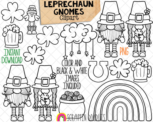 Leprechaun Gnomes ClipArt - St Patrick's Day Gnome - Commercial Use PNG