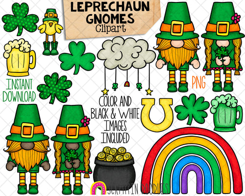 Leprechaun Gnomes ClipArt - St Patrick's Day Gnome - Commercial Use PNG