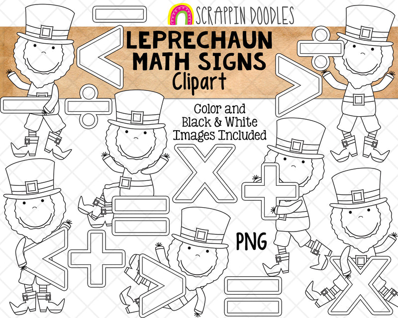Leprechaun Math Signs ClipArt - St. Patrick's Day Leprechauns - Irish Leprechauns Graphics - Sublimation PNG