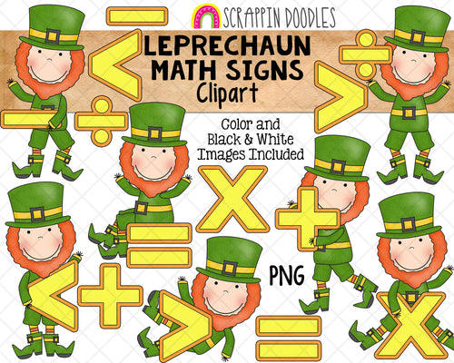 Leprechaun Math Signs ClipArt - St. Patrick's Day Leprechauns - Irish Leprechauns Graphics - Sublimation PNG