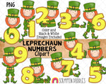 Leprechaun Numbers ClipArt - St. Patrick's Day Number Leprechauns - Irish Leprechauns Graphics - Sublimation PNG