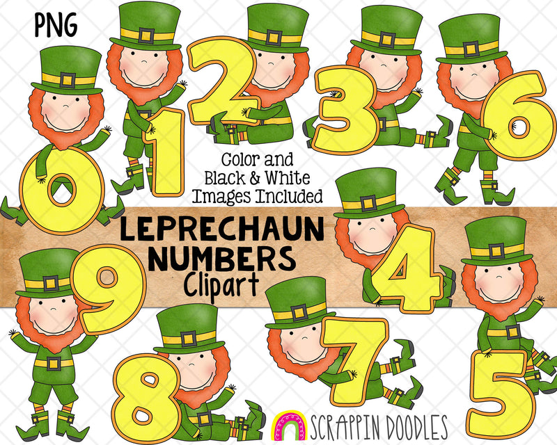 Leprechaun Numbers ClipArt - St. Patrick's Day Number Leprechauns - Irish Leprechauns Graphics - Sublimation PNG