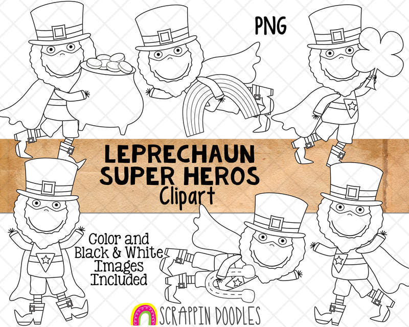 Super Hero Leprechauns ClipArt -Leprechaun Clip Art - Irish Leprechauns Graphics - Sublimation PNG