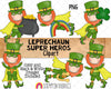 Super Hero Leprechauns ClipArt -Leprechaun Clip Art - Irish Leprechauns Graphics - Sublimation PNG