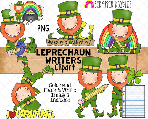 Leprechaun Writing ClipArt - St. Patrick's Day Leprechauns - Irish Leprechauns Graphics - Sublimation PNG
